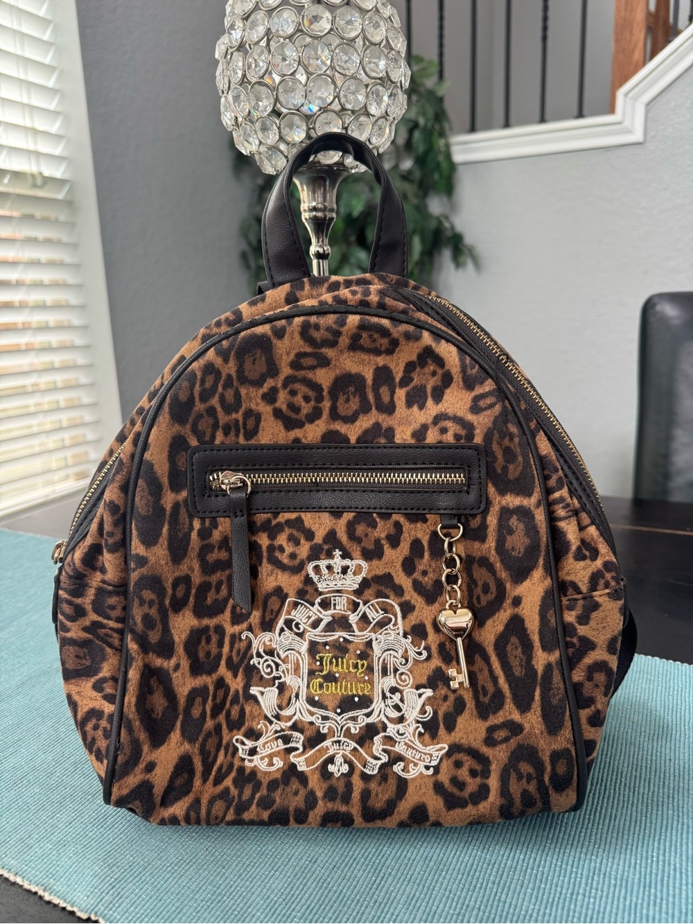 Juicy Couture Leopard Print Mini Backpack in Brown and Black